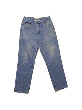 LL Bean 32x32 Denim Jeans Straight Relaxed Fit Blue Cotton Distressed Casual